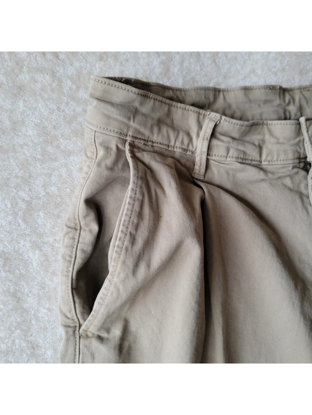 Zara Premium Pleated Chinos Pants Sz 30 Womens Khaki Classic Cut Mid Rise - Picture 7 of 16